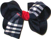Medium Parkview Baptist (Baton Rouge) Plaid with Navy Ribbon and Red Knot Double Layer Overlay Bow